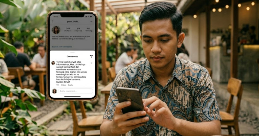 Seorang Laki-laki merenung sambil menatap layar ponses